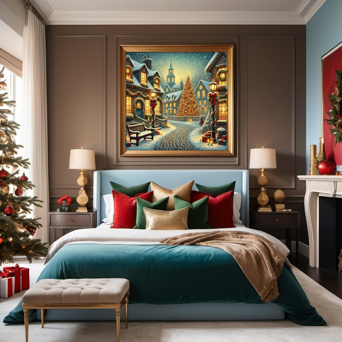 Vintage Christmas Town Print: Nostalgic Holiday Wall Art (Digital Download)