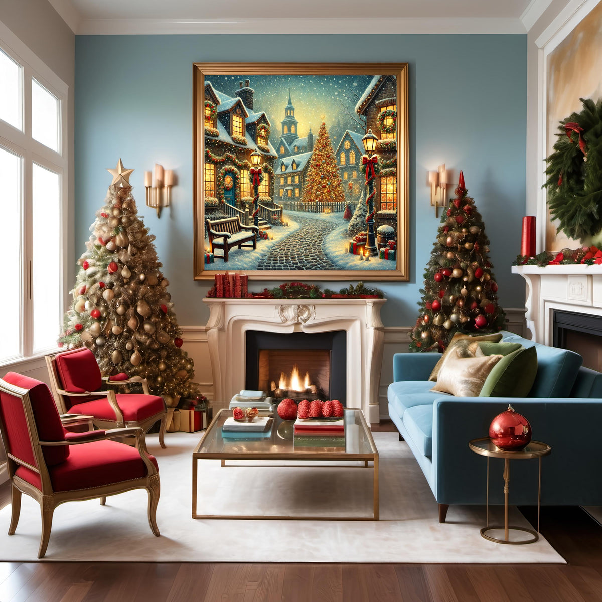 Vintage Christmas Town Print: Nostalgic Holiday Wall Art (Digital Download)