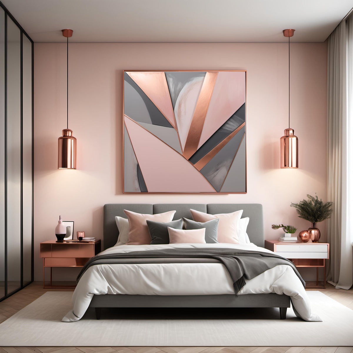 Blush Pink Geometric Abstract Art Print: Modern Minimalist Decor (Digital Download)