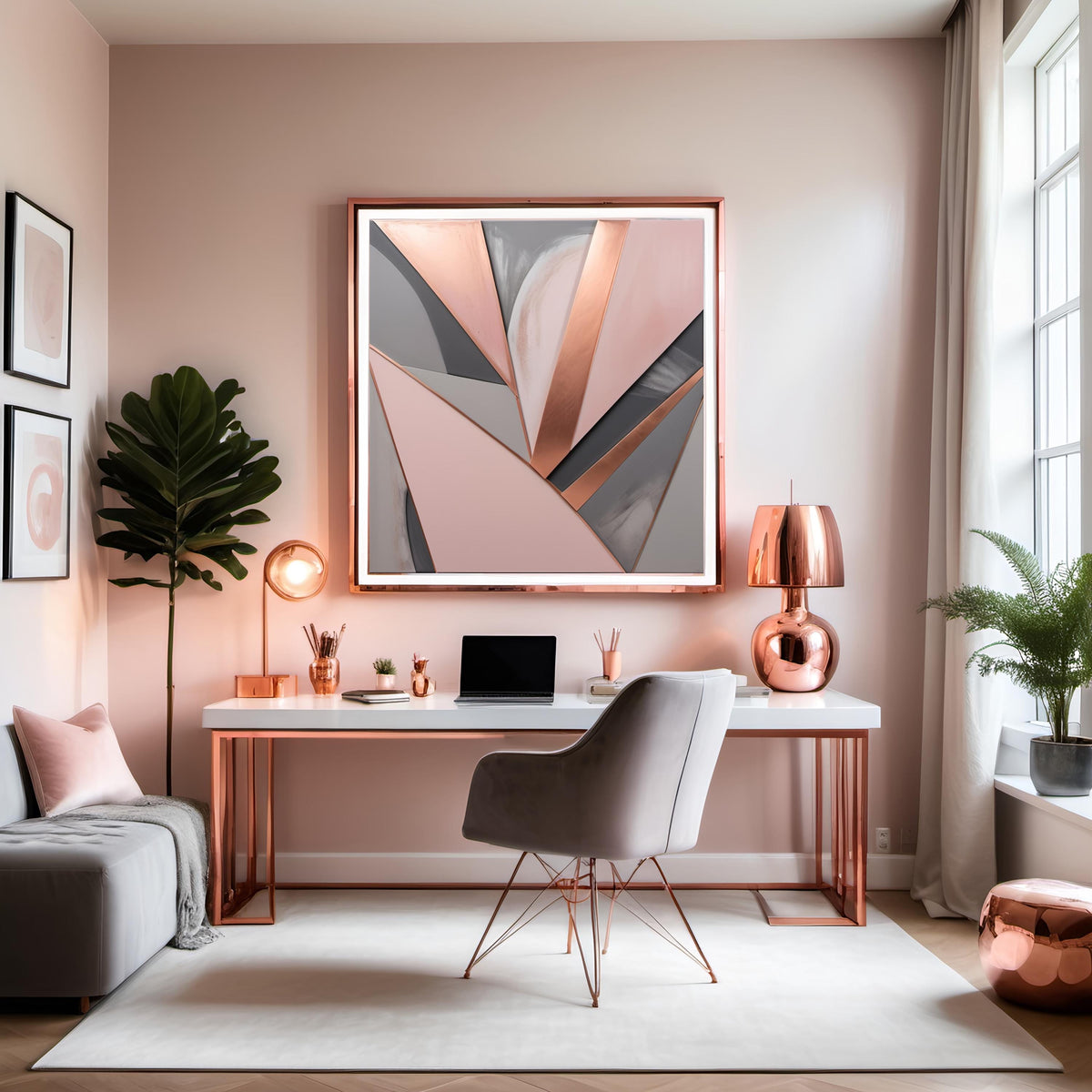 Blush Pink Geometric Abstract Art Print: Modern Minimalist Decor (Digital Download)