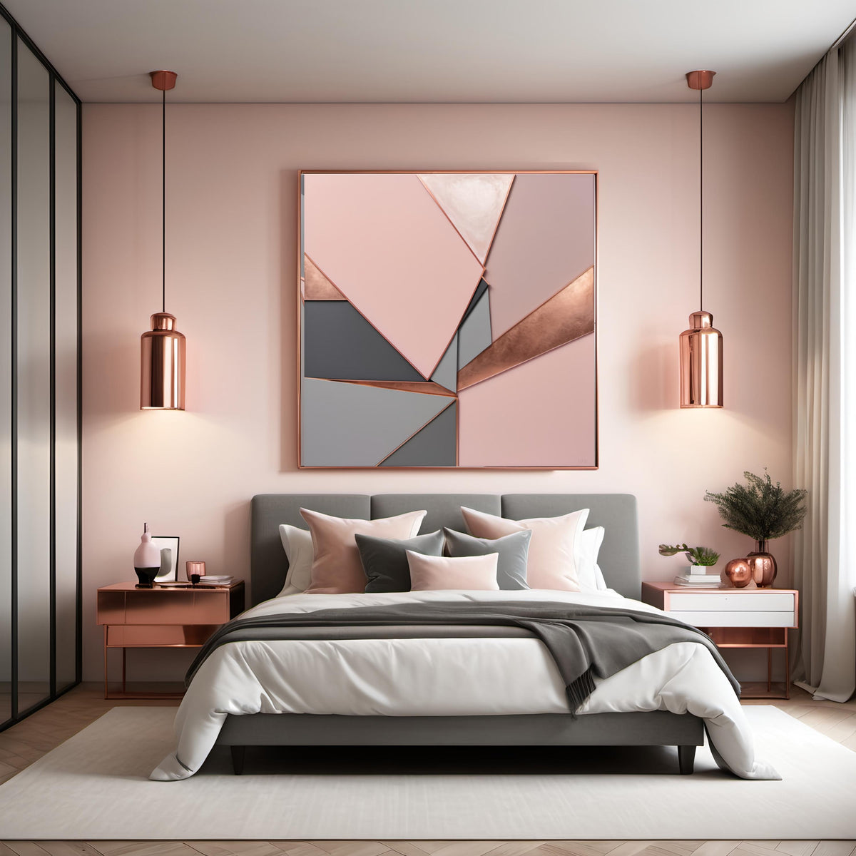 Blush Pink Geometric Art Print: Modern Minimalist Decor (Digital Download)