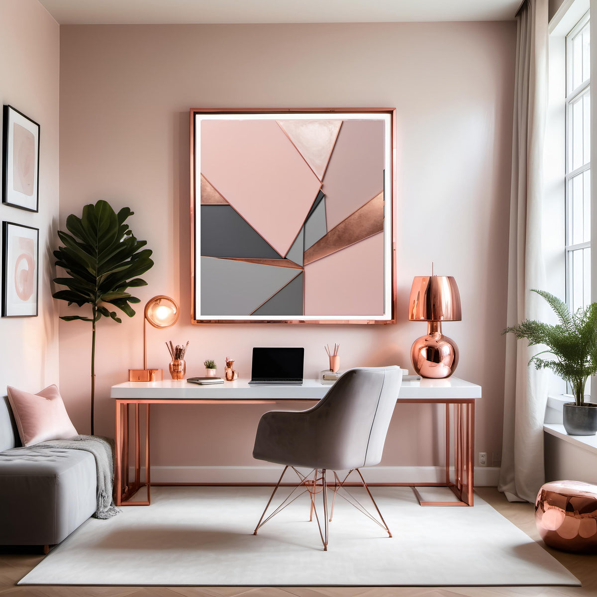Blush Pink Geometric Art Print: Modern Minimalist Decor (Digital Download)