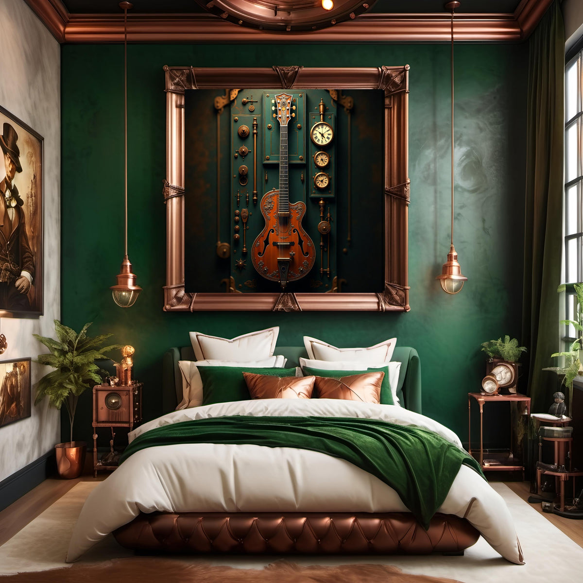 Steampunk Guitar Wall Art: Clockwork Music Decor (Digital Download PNG File)