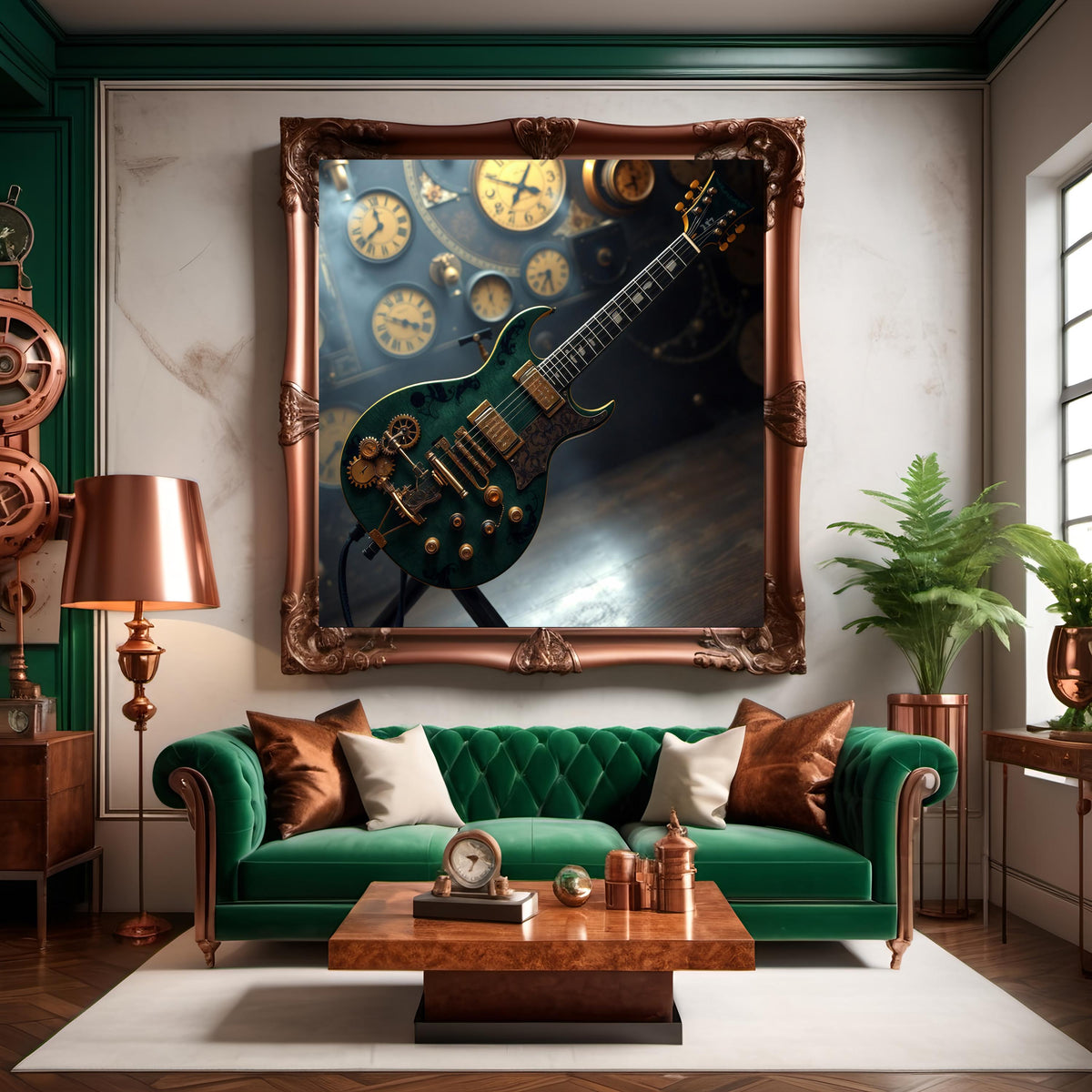 Steampunk Electric Guitar Wall Art: Music Room Decor (Digital Download)