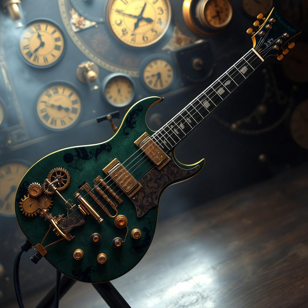 Steampunk Electric Guitar Wall Art: Music Room Decor (Digital Download)