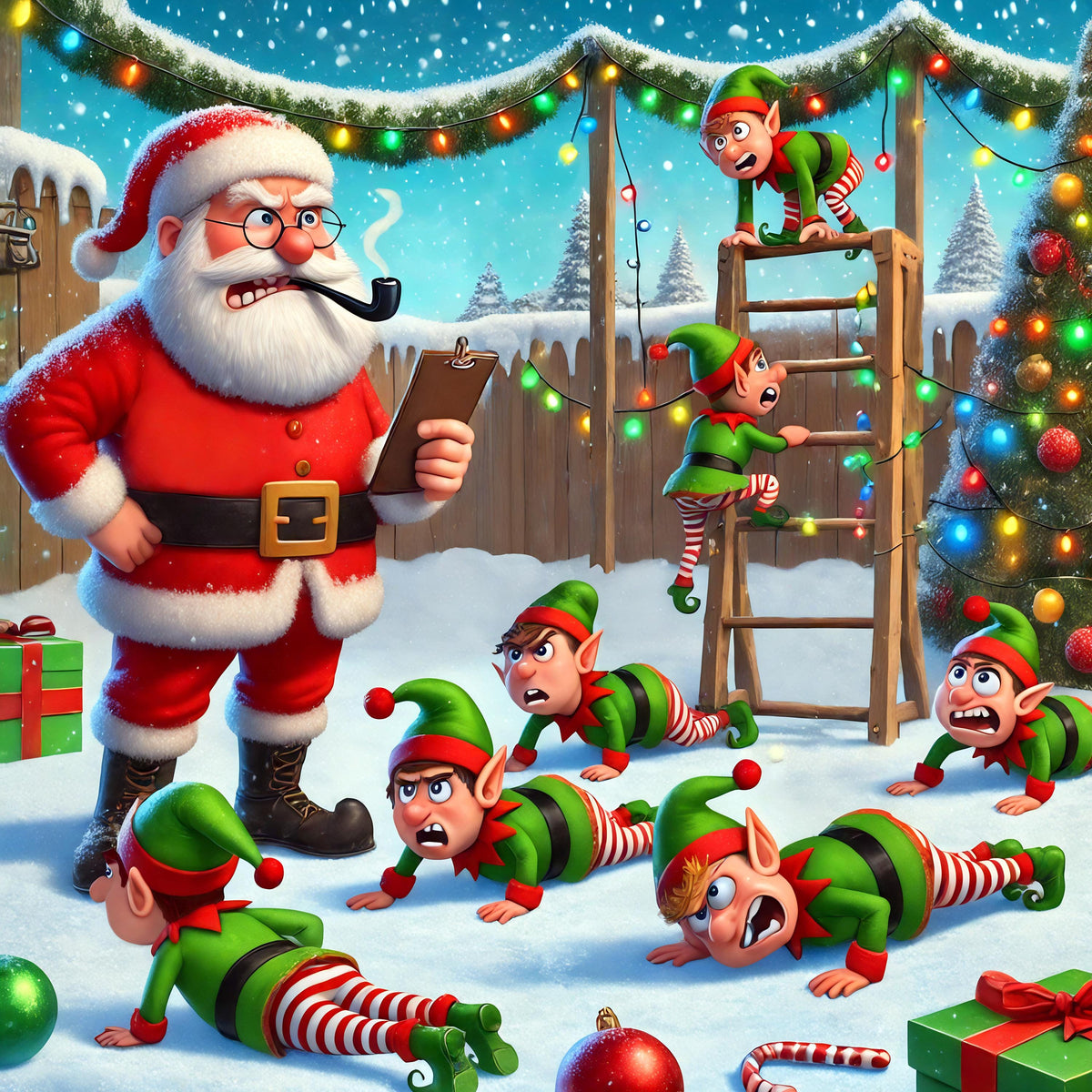 Funny Elf Boot Camp Art: Christmas Humor Print (Digital Download)