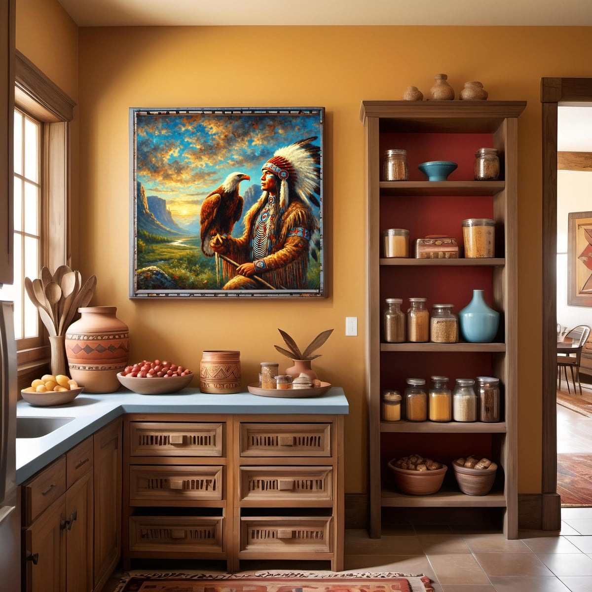 Native American Chief & Bald Eagle Art Print: Tribal Home Decor (Digital Download)