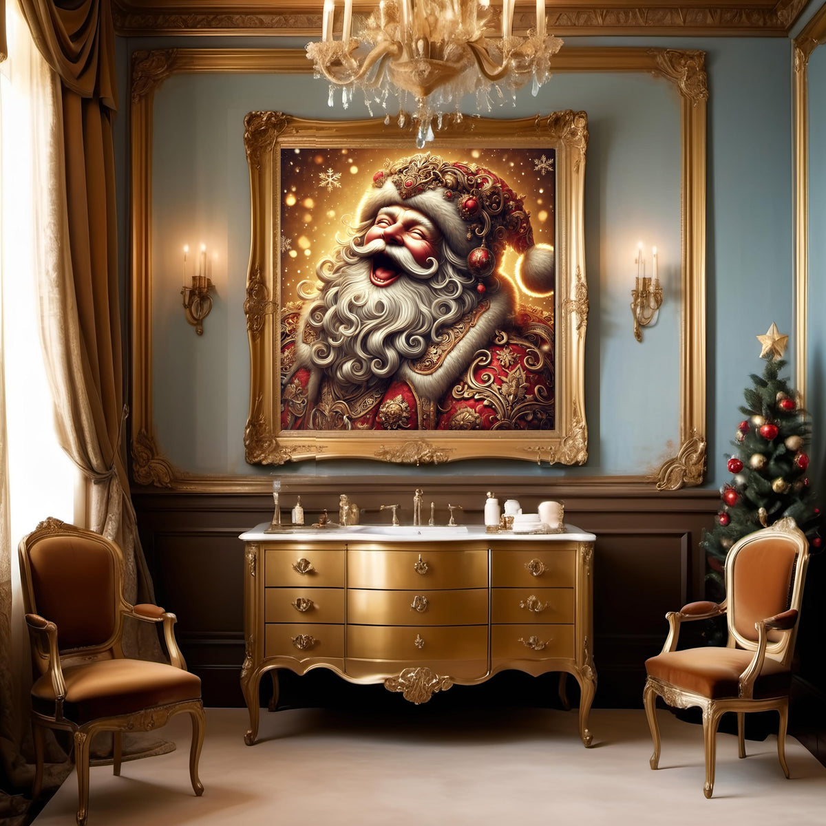 Victorian Santa Claus Portrait: Luxurious Christmas Wall Art (Digital Download)