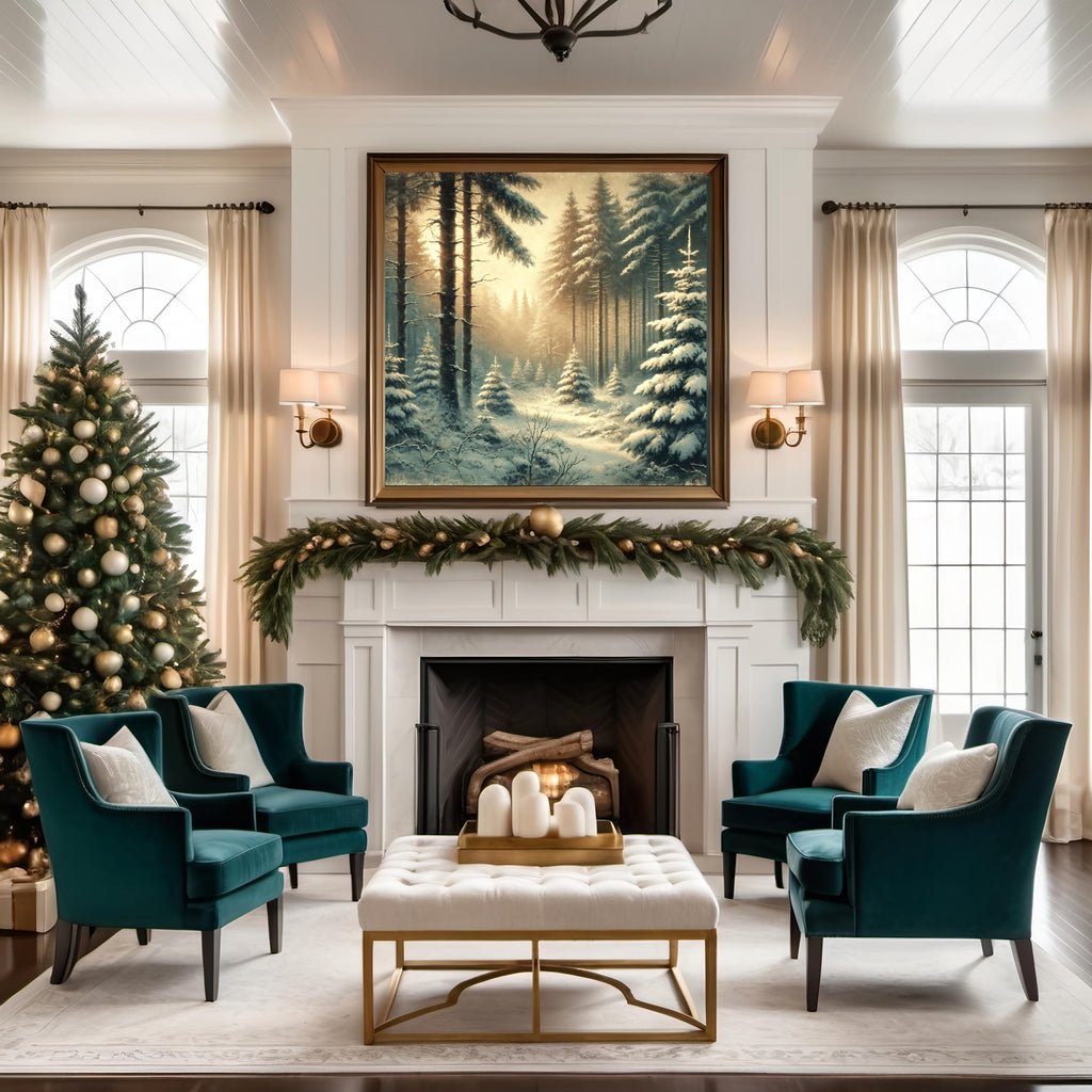 Vintage Snowy Forest Print: Serene Winter Landscape (Digital Download) 2