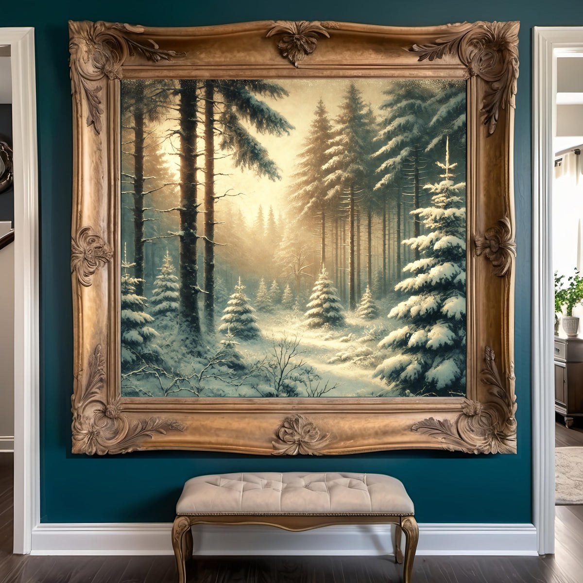 Vintage Snowy Forest Print: Serene Winter Landscape (Digital Download) 2
