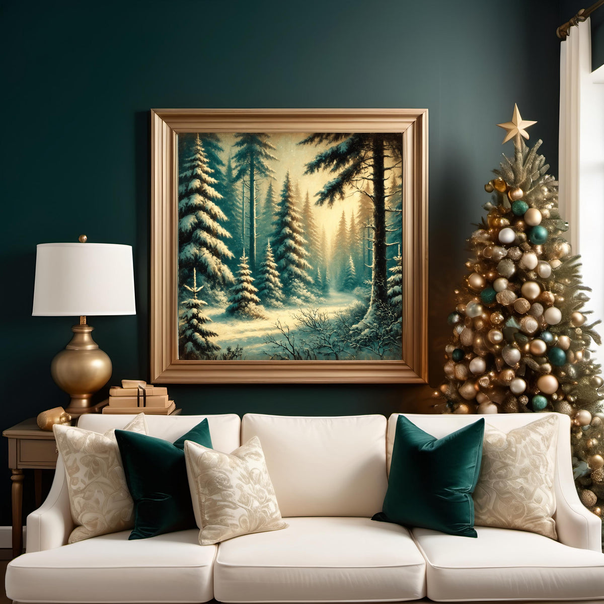 Vintage Snowy Forest Print: Serene Winter Landscape (Digital Download)