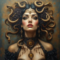 Medusa Portrait Art: Steampunk Snake Queen, Gothic Fantasy (Digital Download)