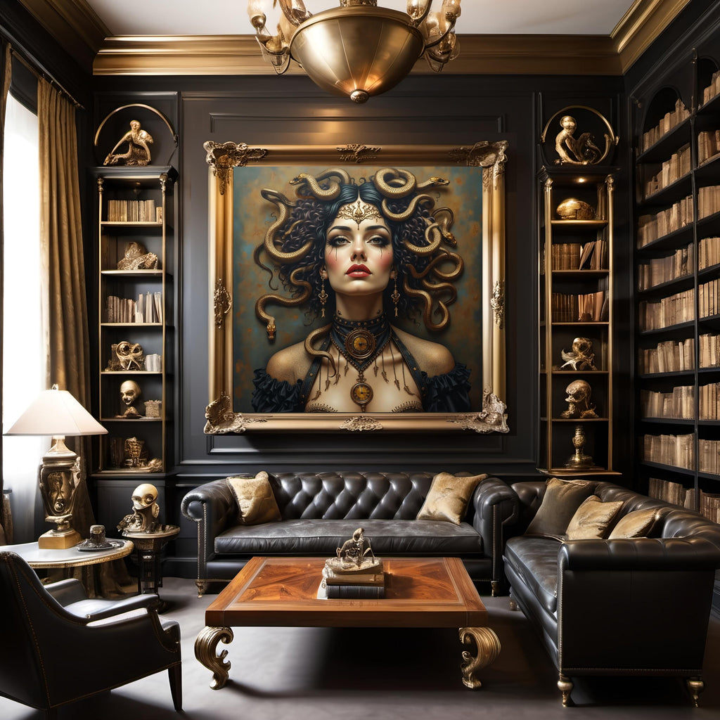 Medusa Portrait Art: Steampunk Snake Queen, Gothic Fantasy (Digital Download)