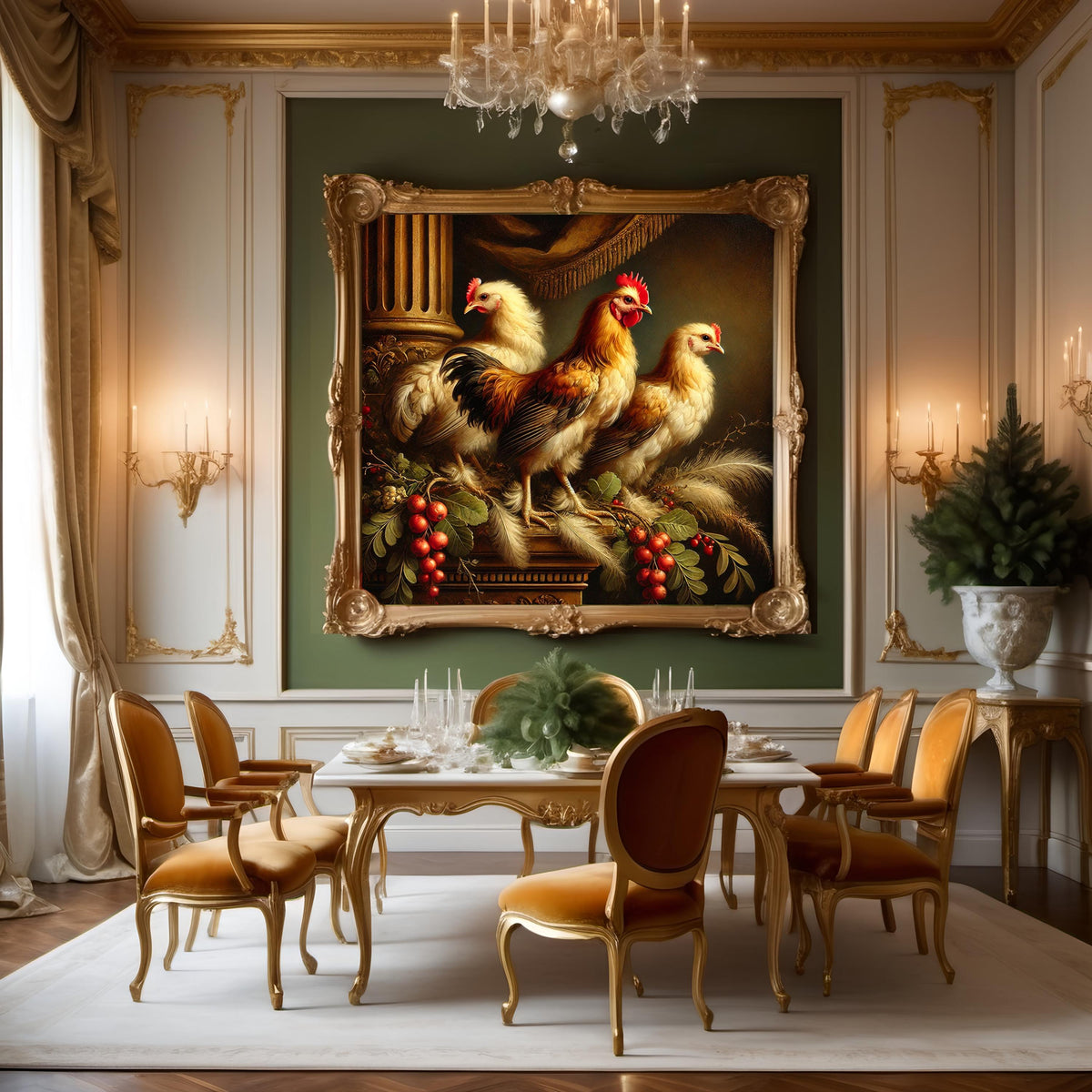 Three French Hens Print: Rustic Christmas Farmhouse Art (Digital Download)