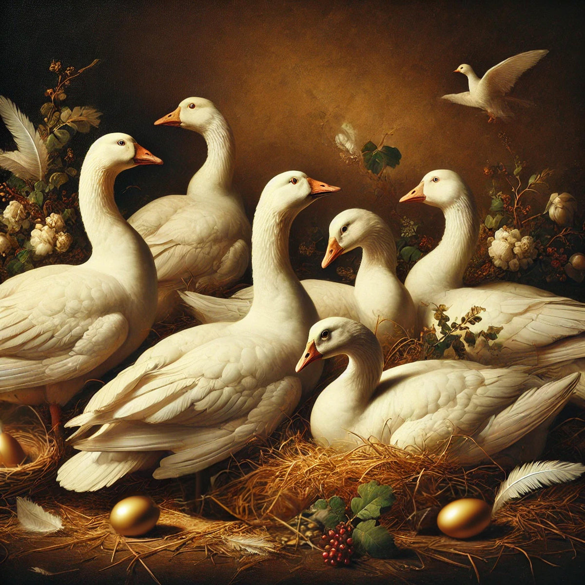 Vintage Christmas Geese Print: Elegant Holiday Wall Art (Digital Download)
