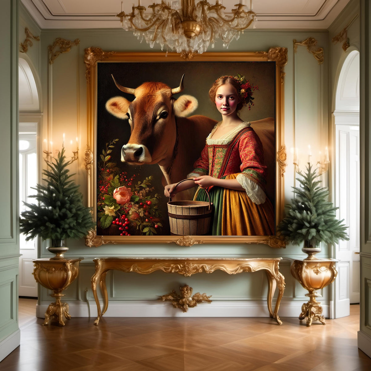 Vintage Christmas Cow Print: Rustic Holiday Wall Art (Digital Download)