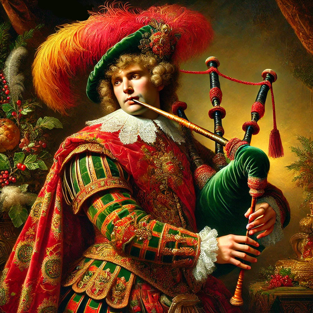 Victorian Christmas Bagpiper Art: Elegant Holiday Decor (Digital Download)