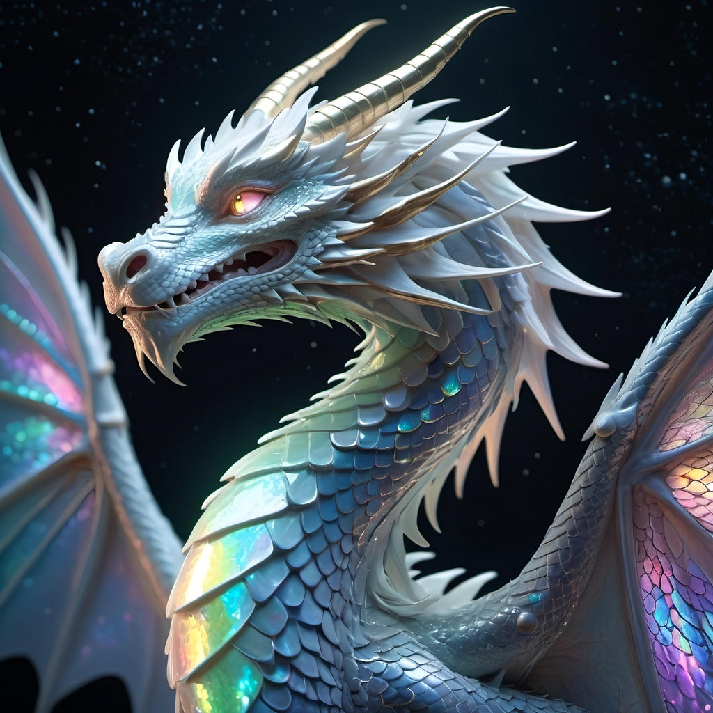 Opalescent Lunar Dragon Art Print: Fantasy Home Decor (Digital Download)