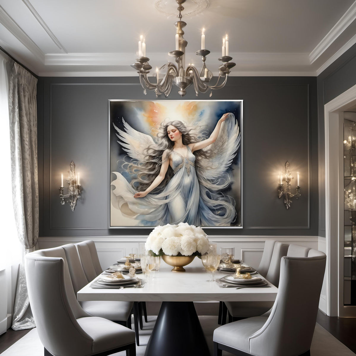 Ethereal Angel Portrait: Celestial Wall Art (Digital Download)