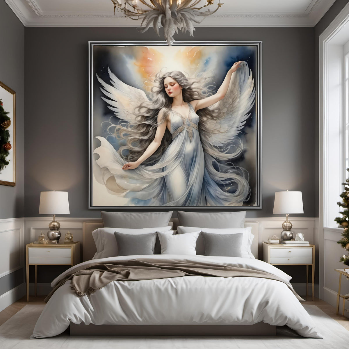 Ethereal Angel Portrait: Celestial Wall Art (Digital Download)