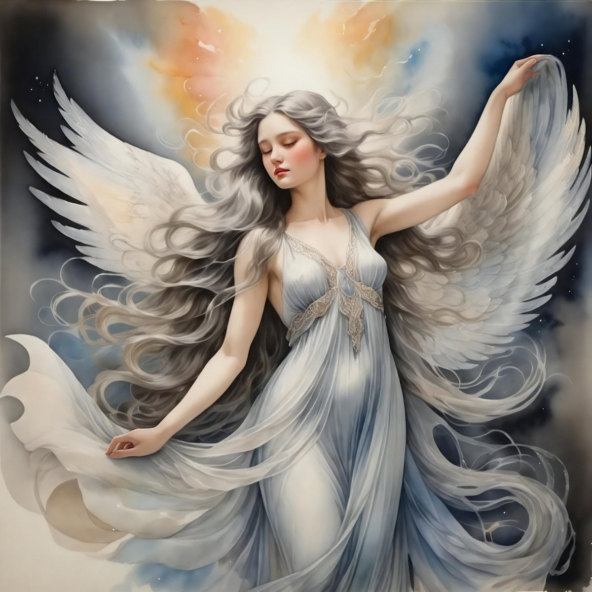 Ethereal Angel Portrait: Celestial Wall Art (Digital Download)
