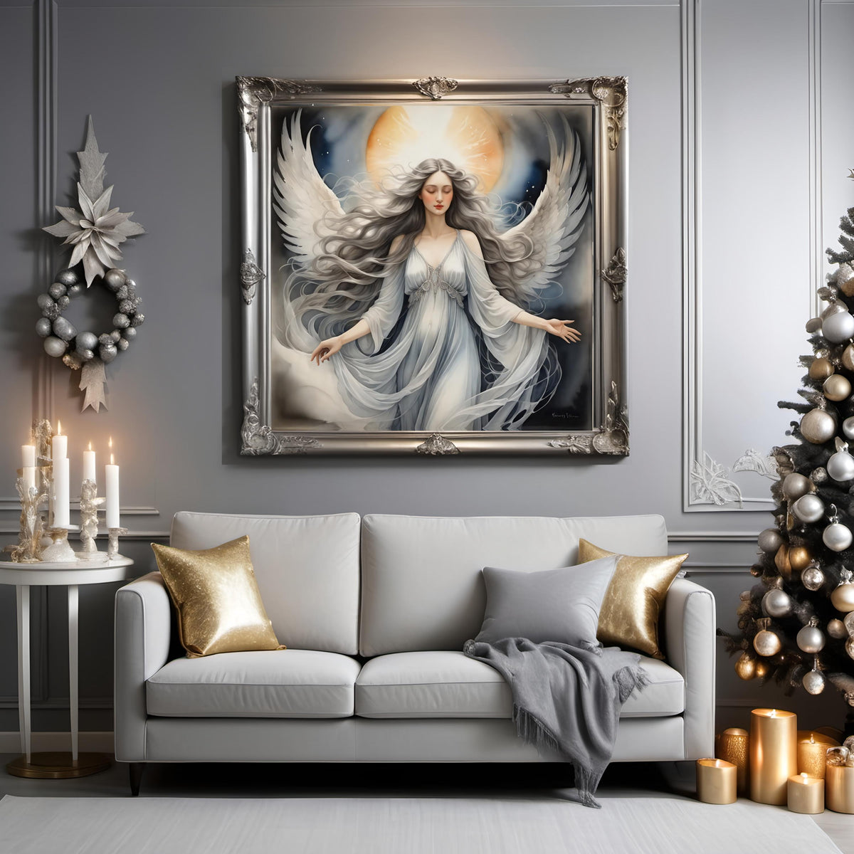 Ethereal Angel Wall Art: Wings of Serenity Digital Art Print (Instant Download)