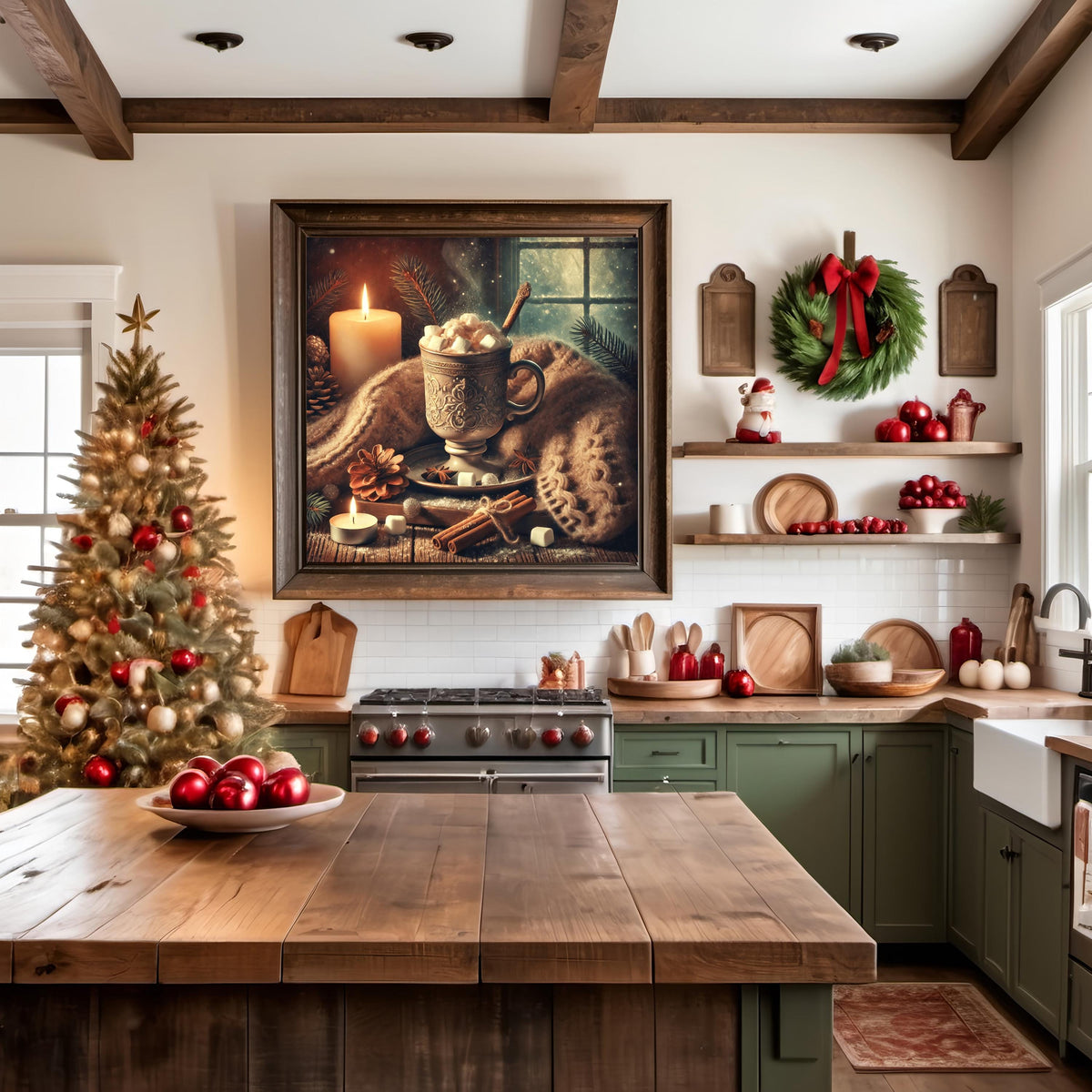 Rustic Winter Hot Cocoa Print: Vintage Holiday Wall Art (Digital Download)