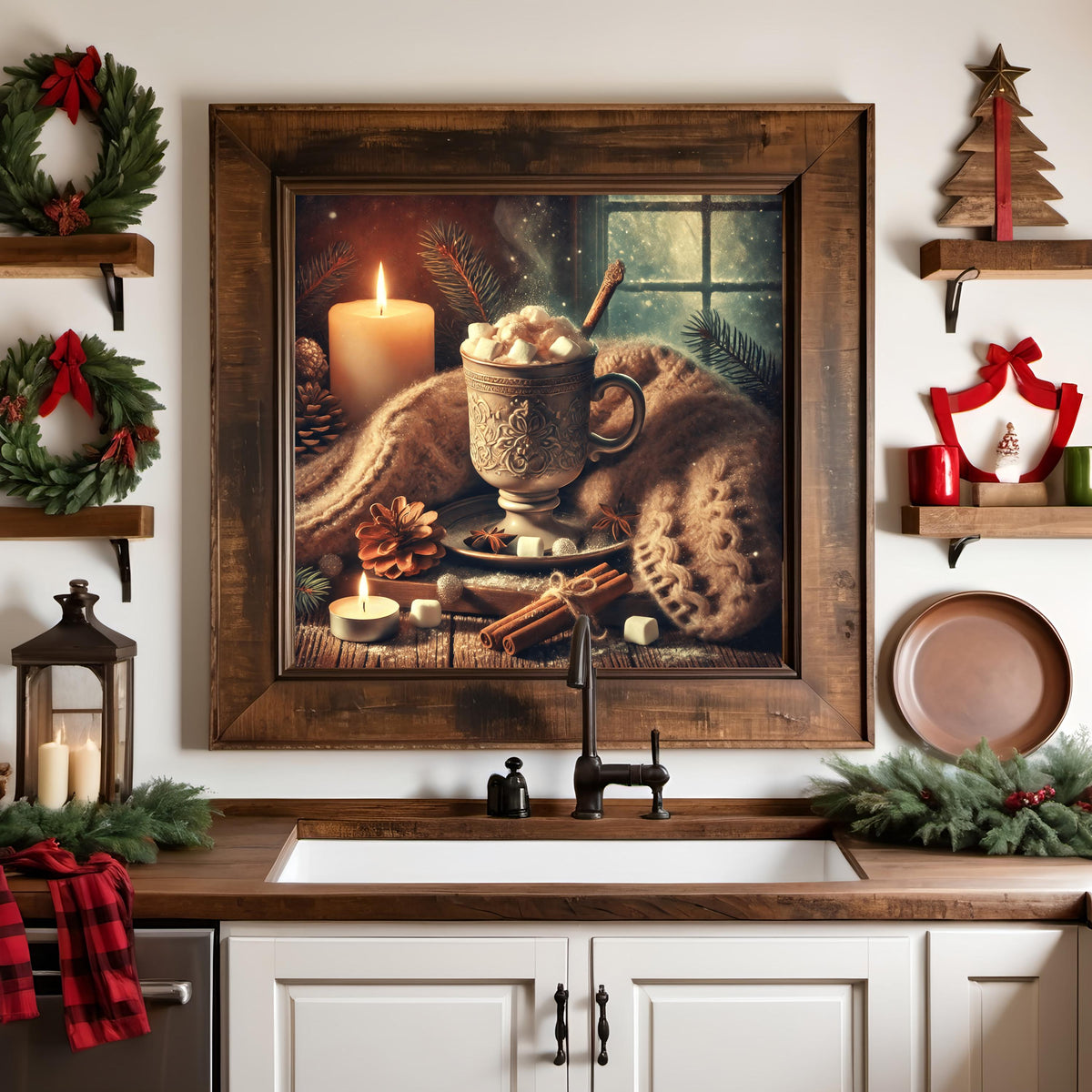 Rustic Winter Hot Cocoa Print: Vintage Holiday Wall Art (Digital Download)