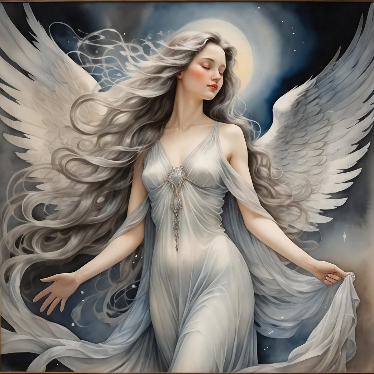 Christmas Angel Digital Print: Celestial Portrait, Holiday Home Decor (Digital Download)