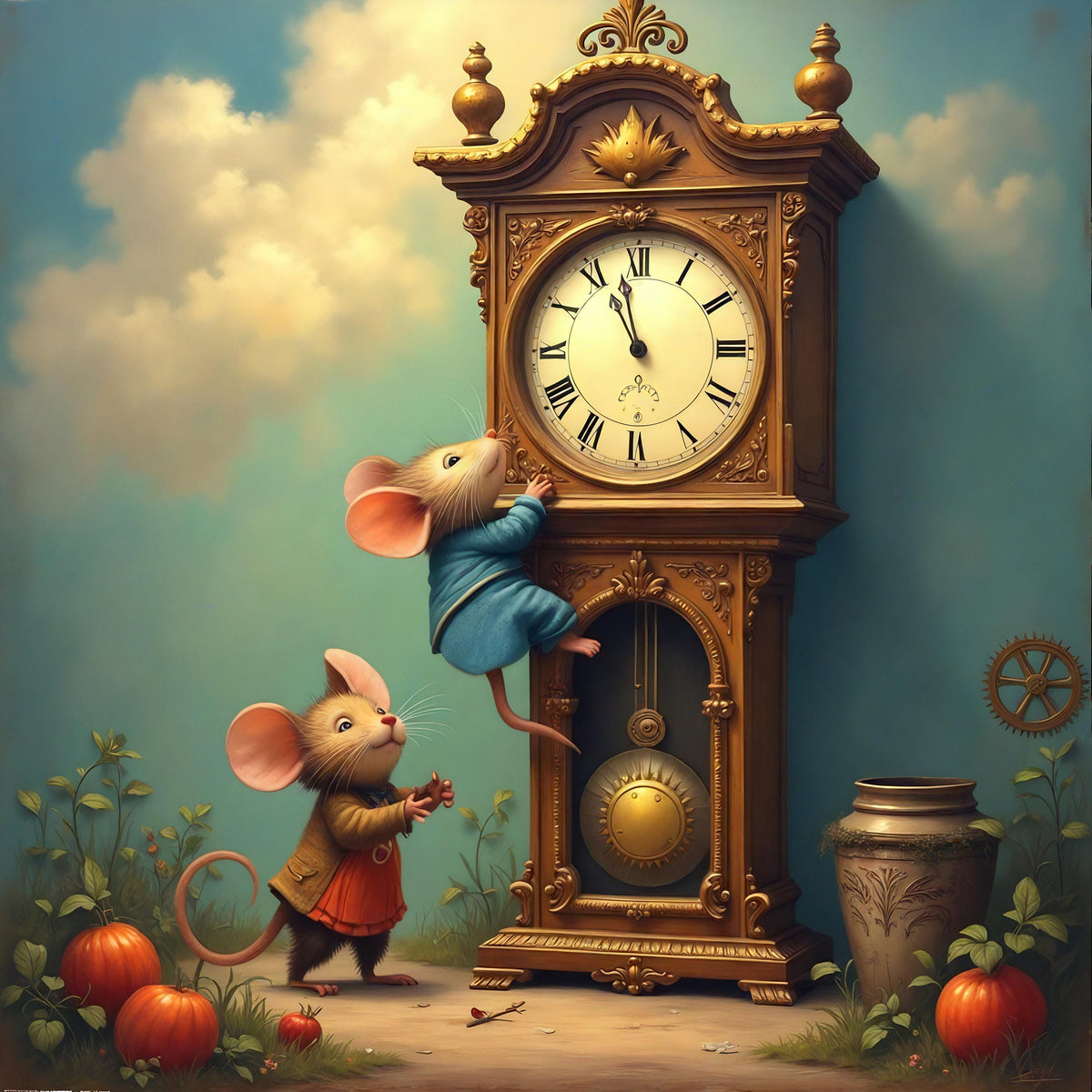 Vintage Mouse Clock Print: Hickory Dickory Dock Nursery Art (Digital Download) 2