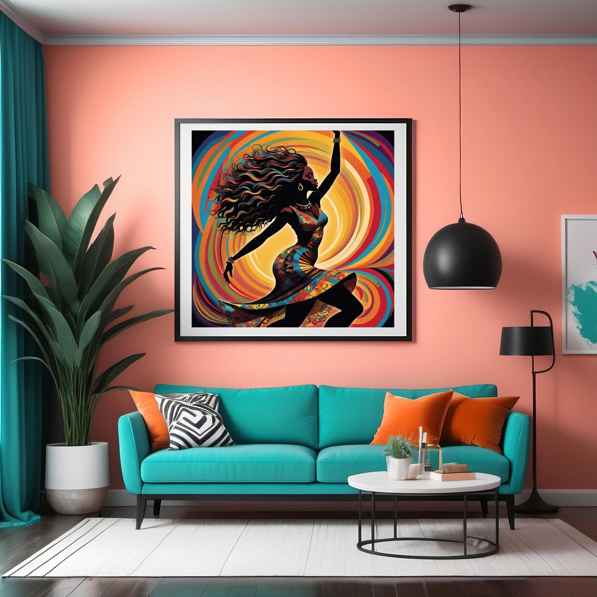Dancing Woman Silhouette Art Print: Colorful Abstract Home Decor (Digital Download)