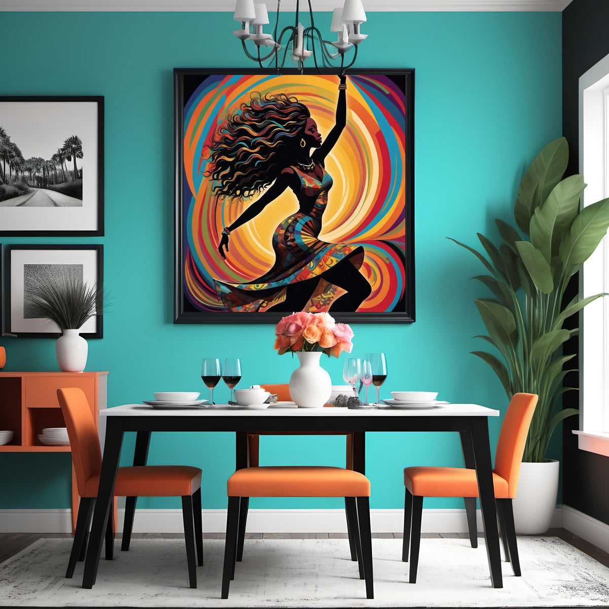 Dancing Woman Silhouette Art Print: Colorful Abstract Home Decor (Digital Download)