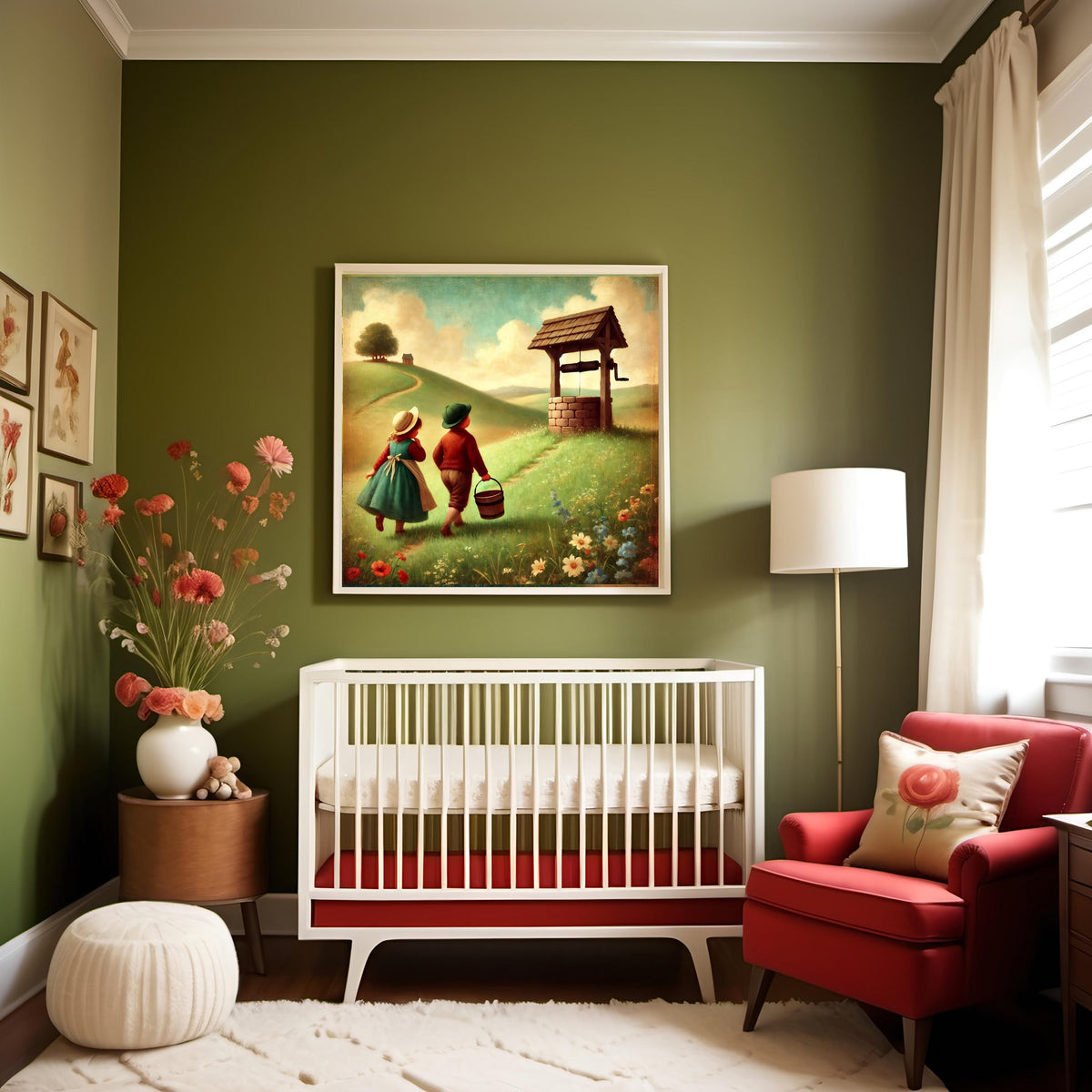 Jack and Jill Nursery Print: Vintage Farmhouse Children's Room Art (Digital Download)