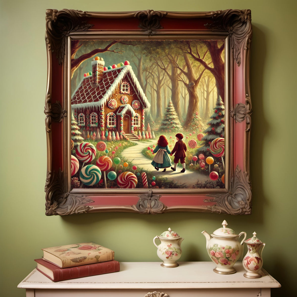 Gingerbread House Art Print: Hansel and Gretel Fairytale Decor (Digital Download)