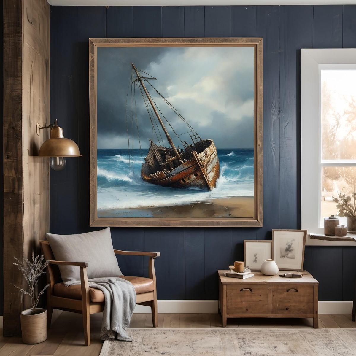 Shipwreck Coastal Art Print: Weathered Nautical Scene (Digital Download)