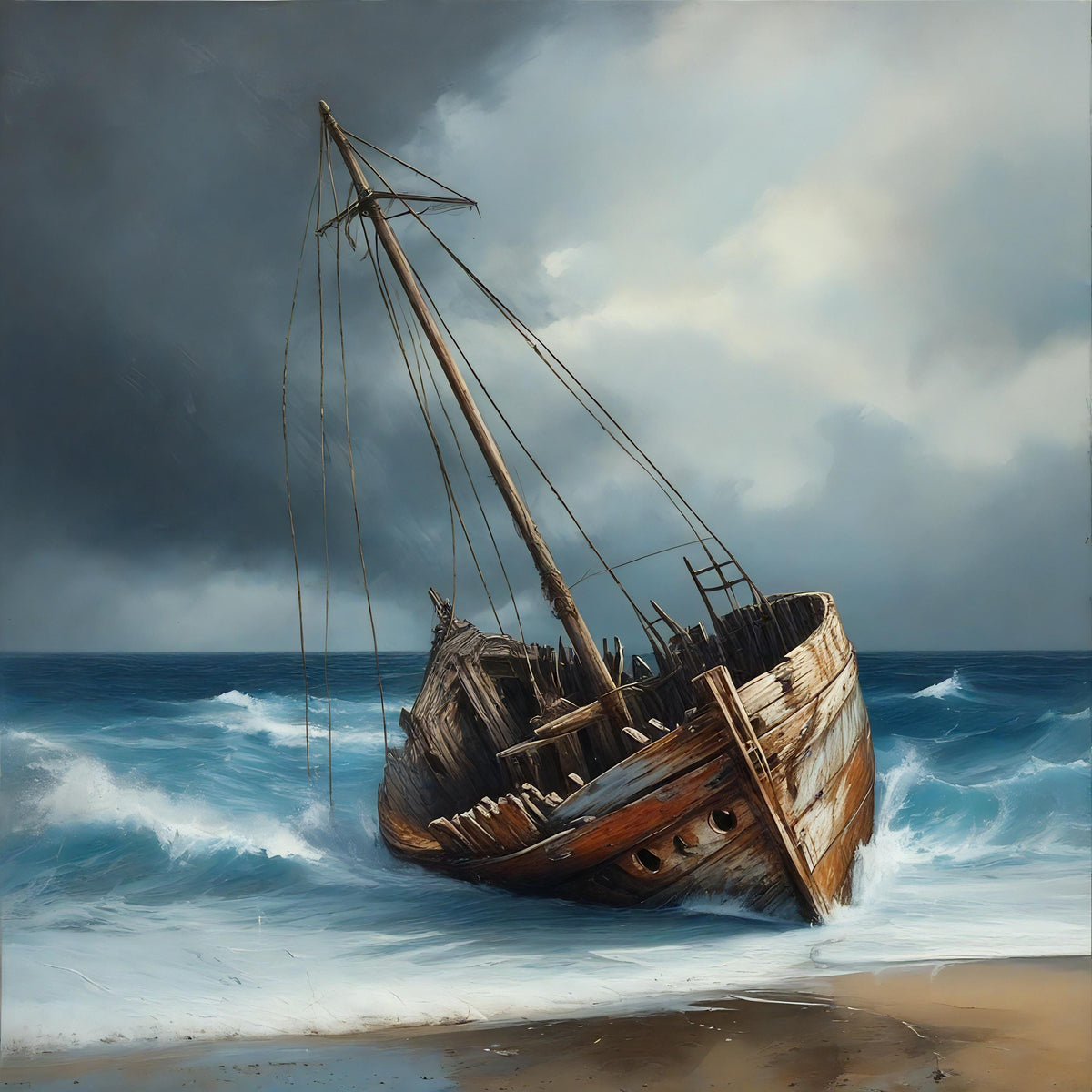 Shipwreck Coastal Art Print: Weathered Nautical Scene (Digital Download)