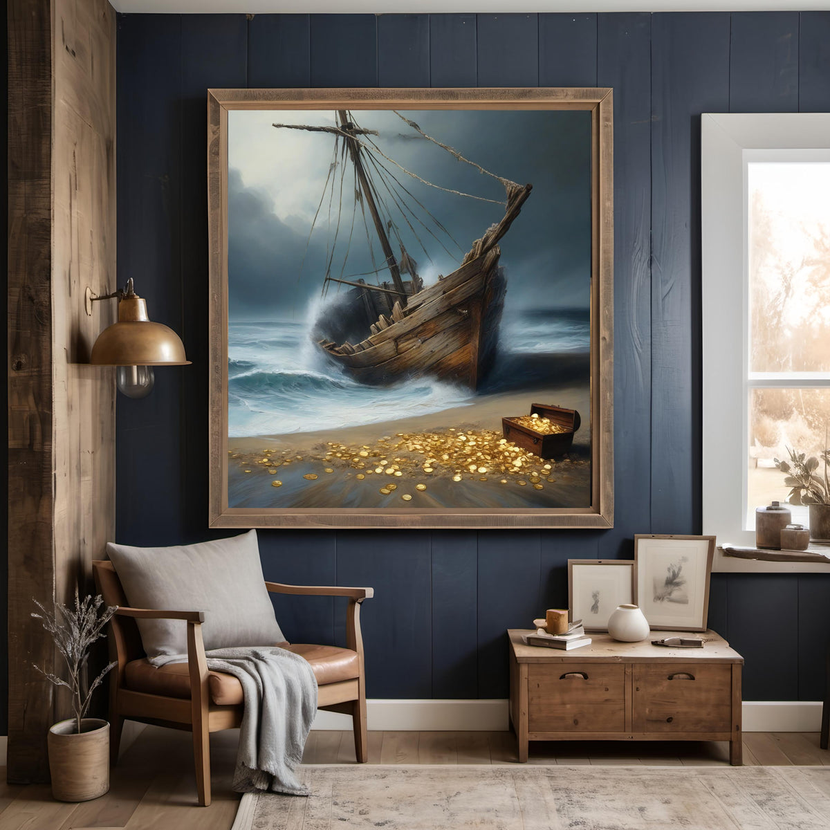 Shipwreck Treasure Chest Print: Nautical Pirate Scene (Digital Download)