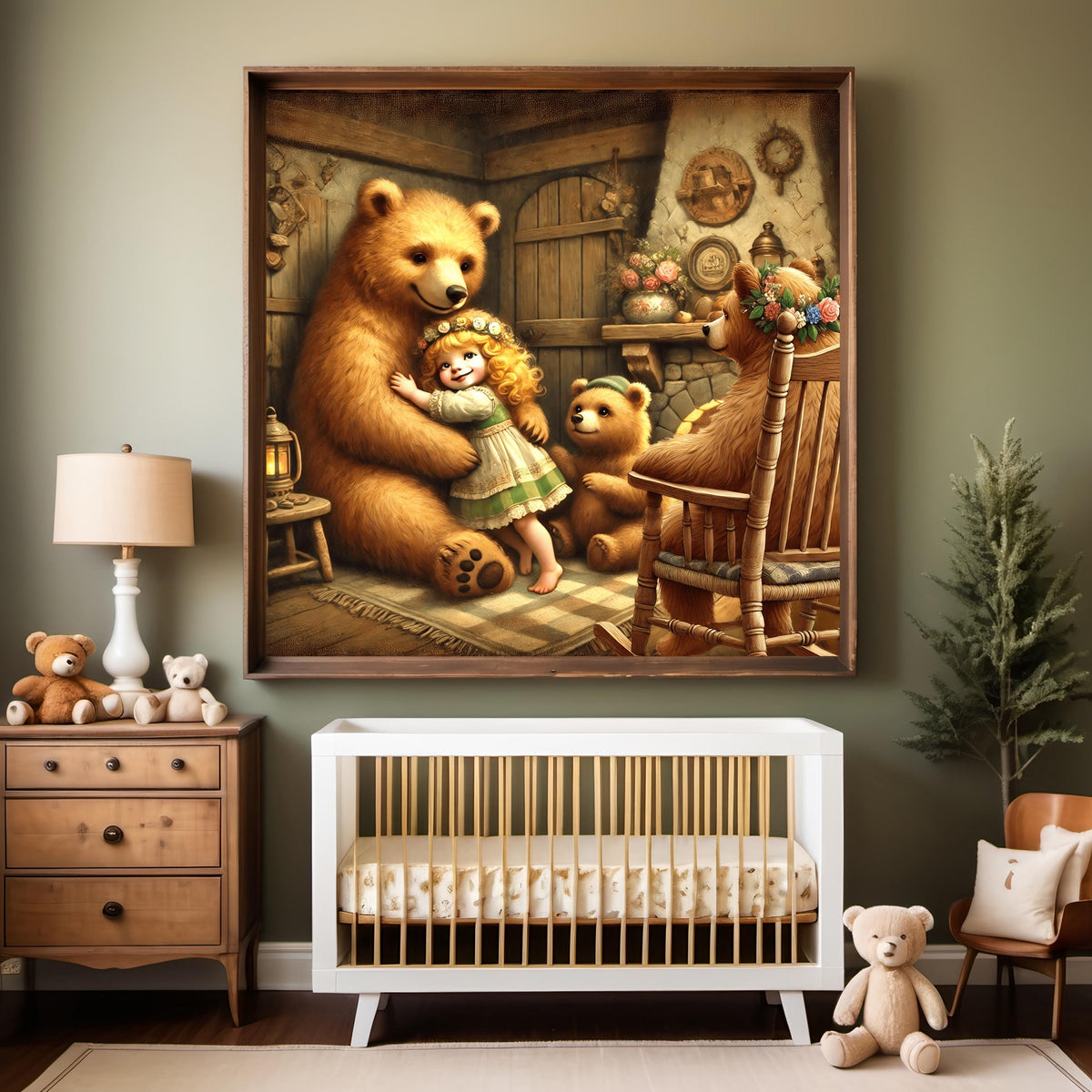 Goldilocks and the Three Bears Art: Whimsical Nursery Decor (Digital Download) 3