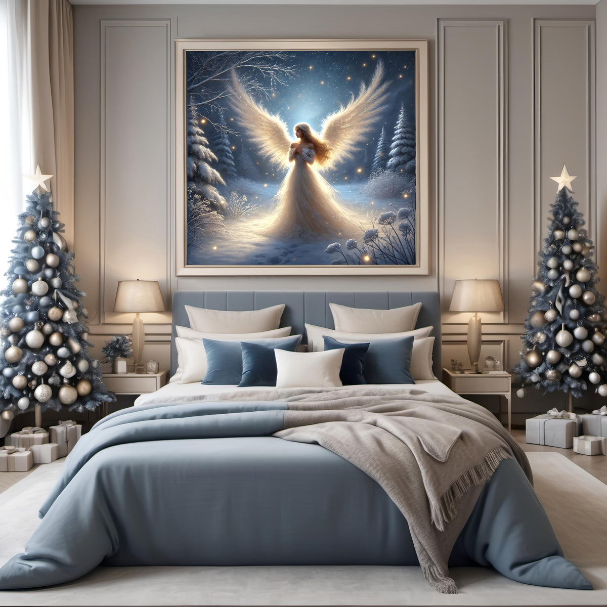 Victorian Winter Angel Art Print: Ethereal Christmas Scene (Digital Download)