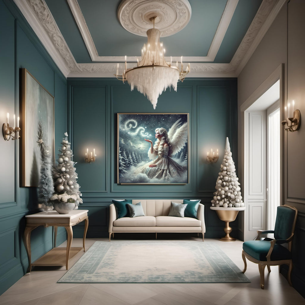Victorian Winter Angel Art Print: Ethereal Christmas Scene (Digital Download)
