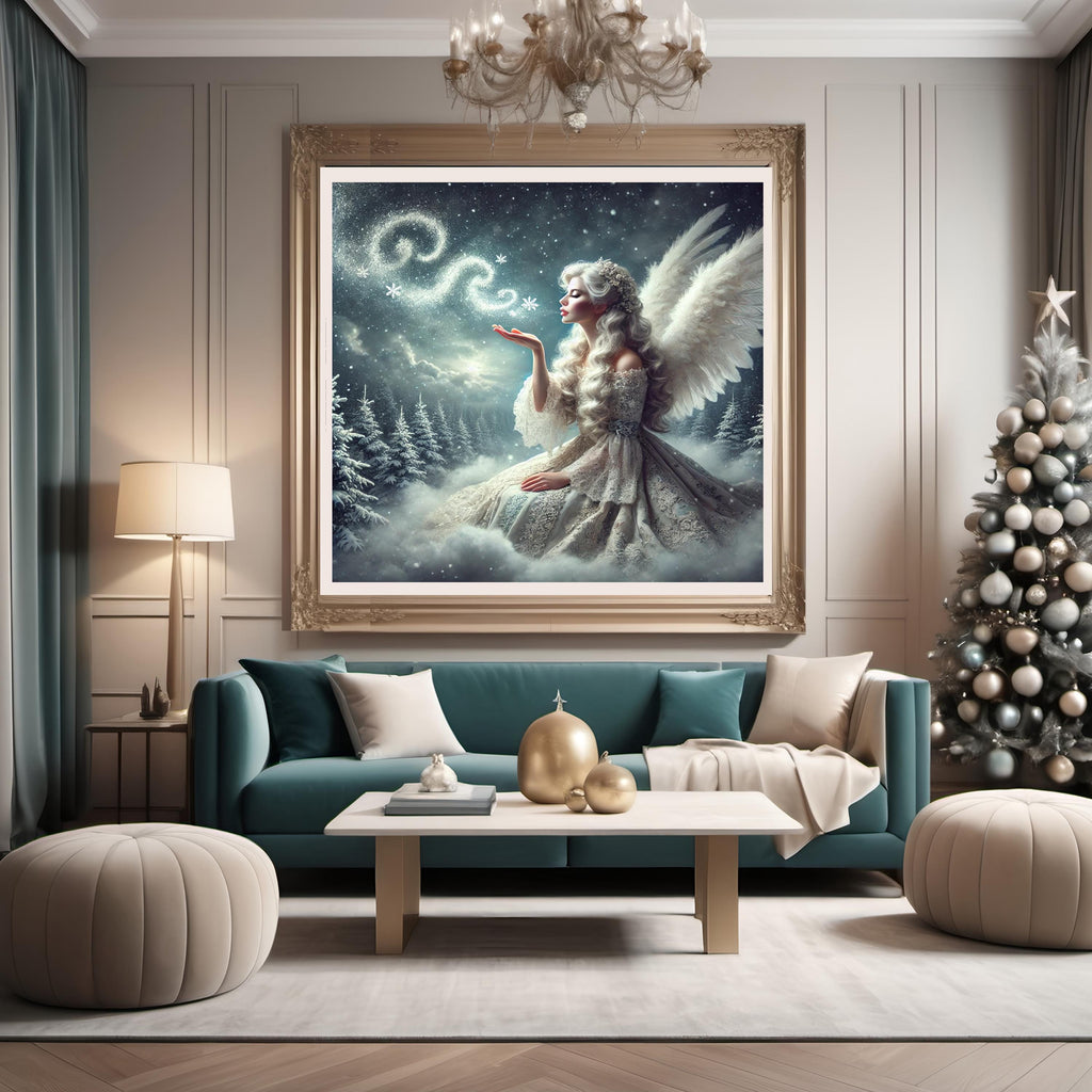 Victorian Winter Angel Art Print: Ethereal Christmas Scene (Digital Download)