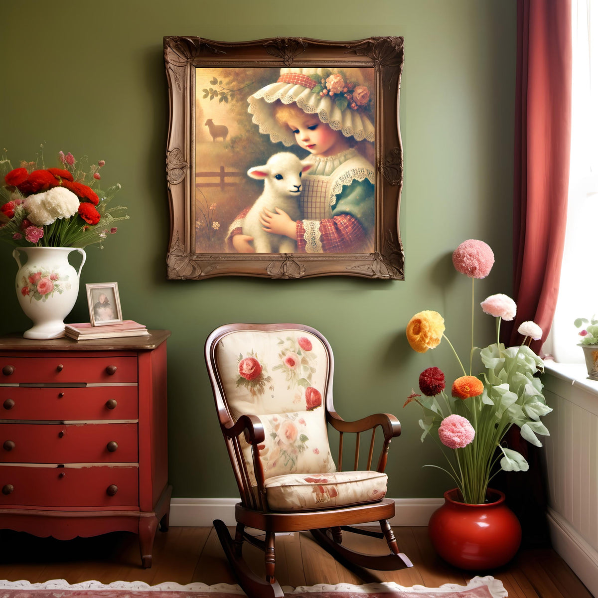 Mary Had a Little Lamb Print: Vintage Nursery Wall Art (Digital Download)