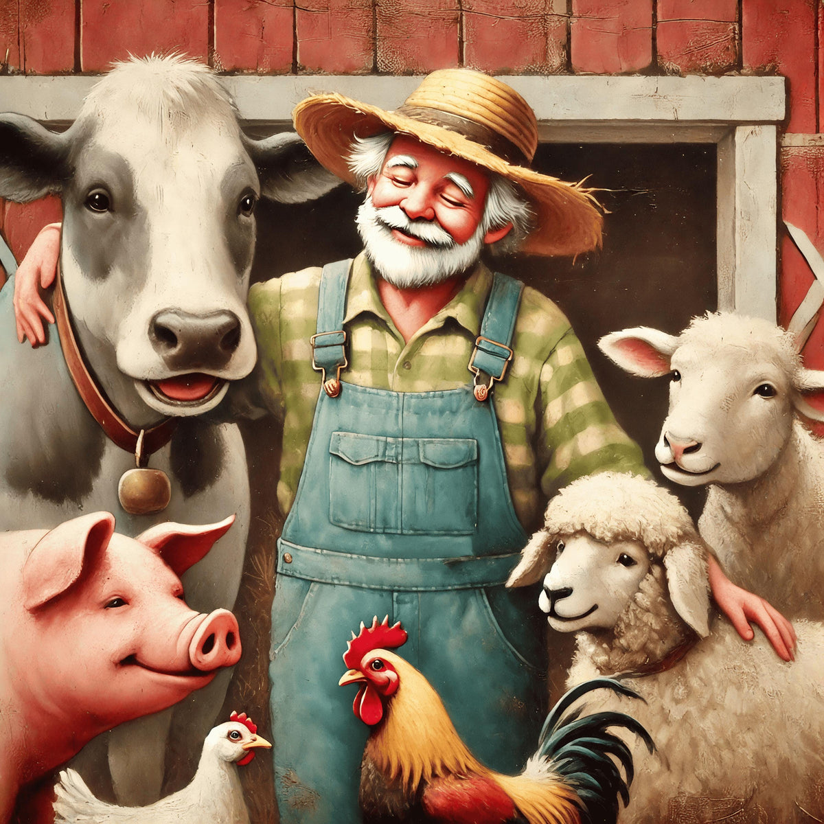 Old MacDonald Farmhouse Print: Vintage Storybook Nursery Art (Digital Download)