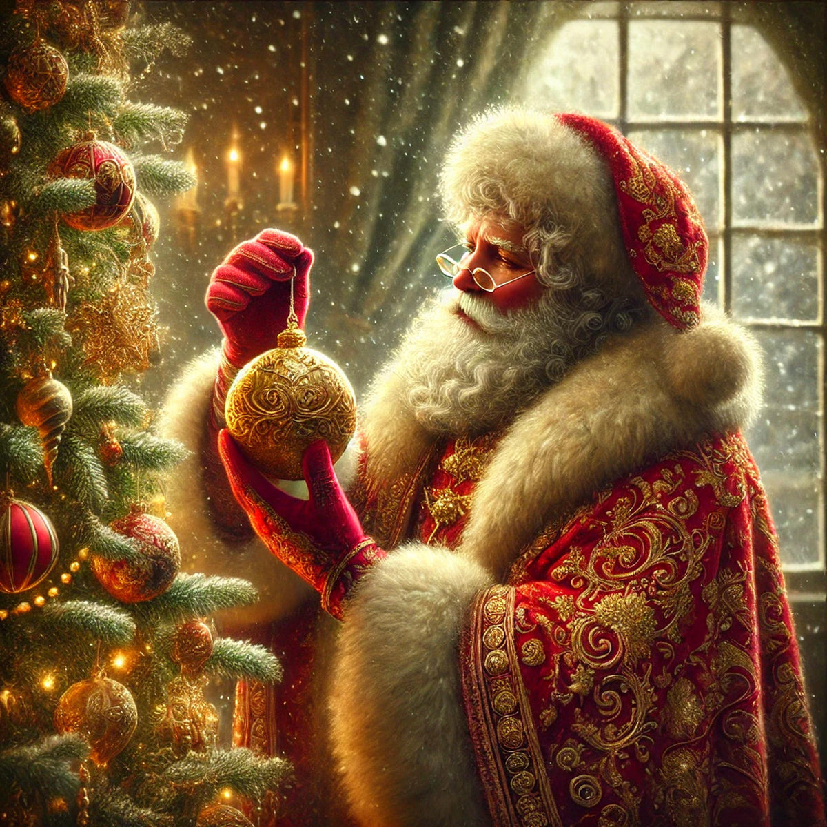 Vintage Santa Christmas Ornament Art: Cozy Holiday Digital Print (Digital Download)