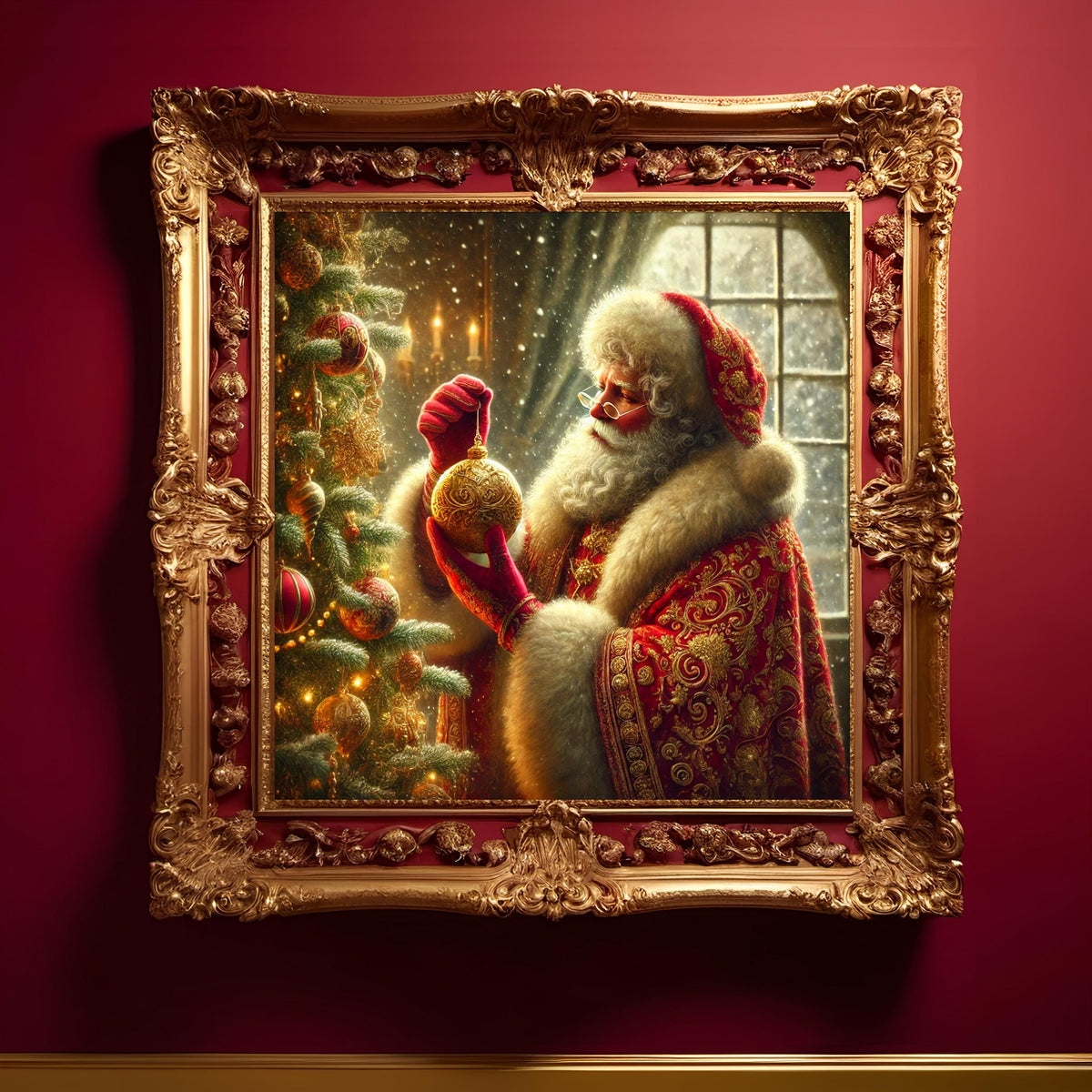 Vintage Santa Christmas Ornament Art: Cozy Holiday Digital Print (Digital Download)
