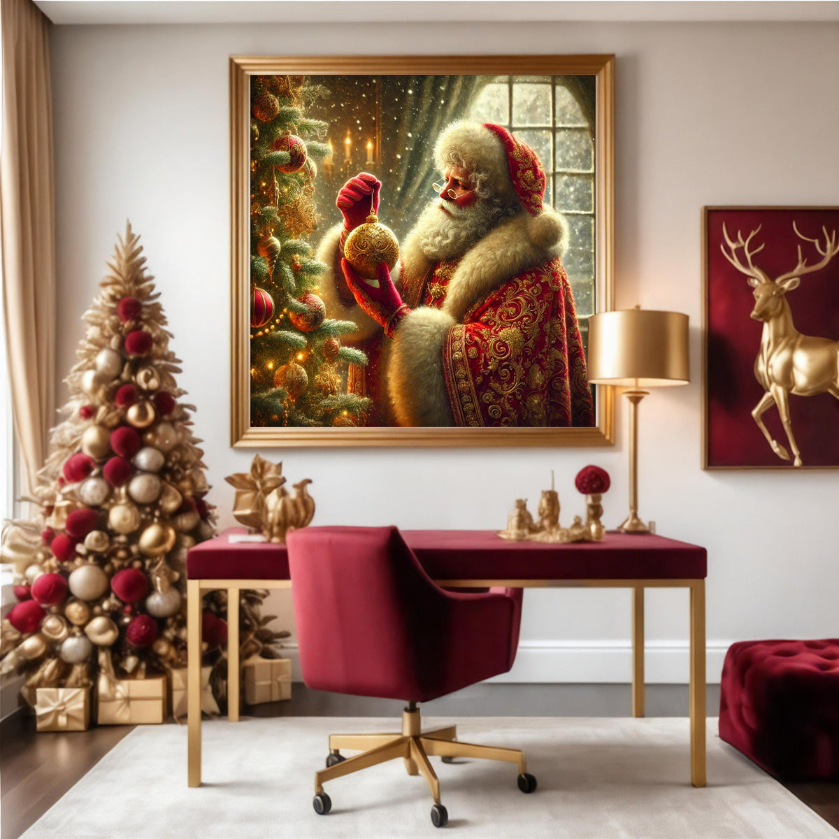 Vintage Santa Christmas Ornament Art: Cozy Holiday Digital Print (Digital Download)