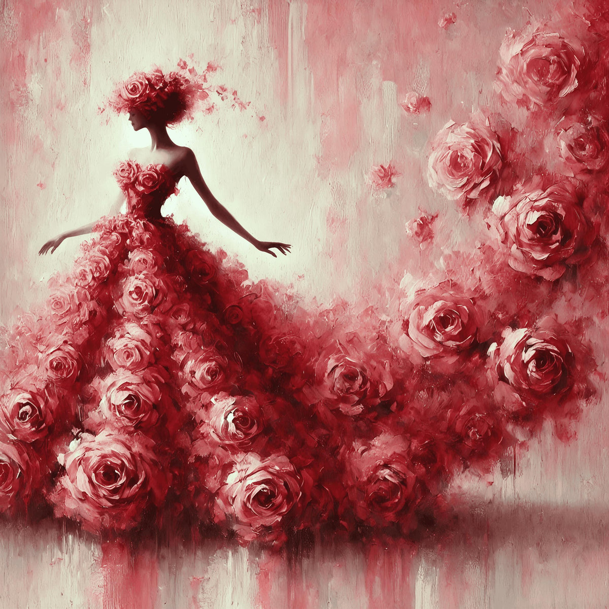 Impressionist Rose Dress Painting: Romantic Valentine's Gift (Digital Print)