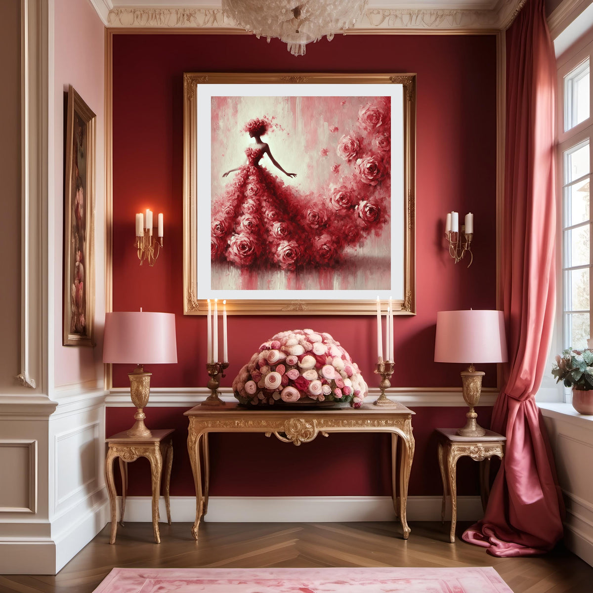 Impressionist Rose Dress Painting: Romantic Valentine's Gift (Digital Print)