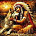 Native American Woman and Wolf Art Print: Spiritual Impressionism (Digital Download)