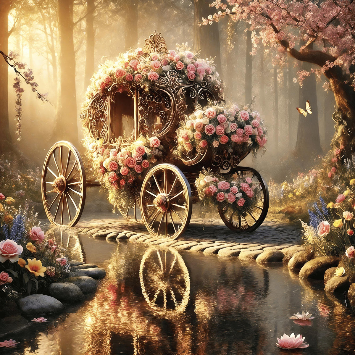 Fairytale Rose Carriage Digital Print: Romantic Wedding Decor (Digital Download)